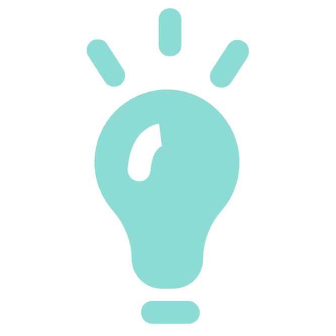 Teal graphic of a lightbulb