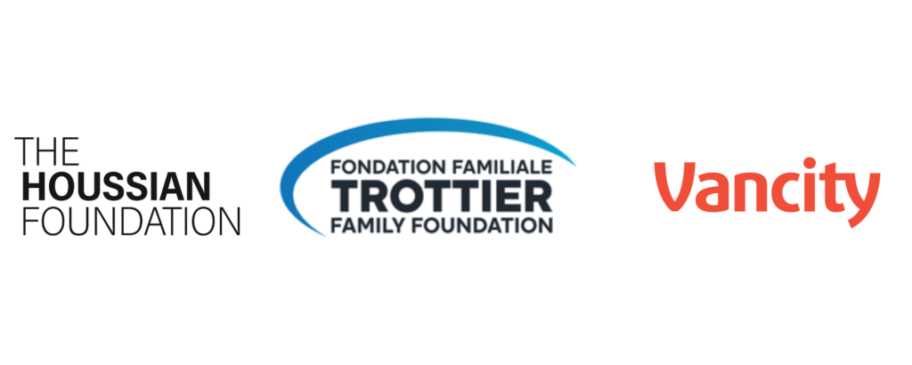 The logos of the Houssian Foundation, the Trottier Family Foundation, and Vancity.